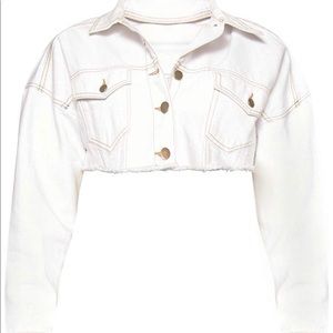 NWT TRENDY CROPPED WHITE DENIM JACKET
